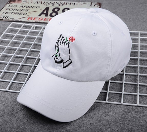 Korea Palm Rose Embroidered Cap