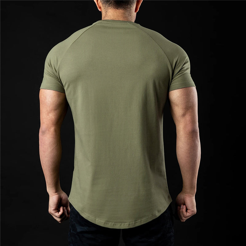 Solid Color Short Sleeve Fitness T-Shirt for Men