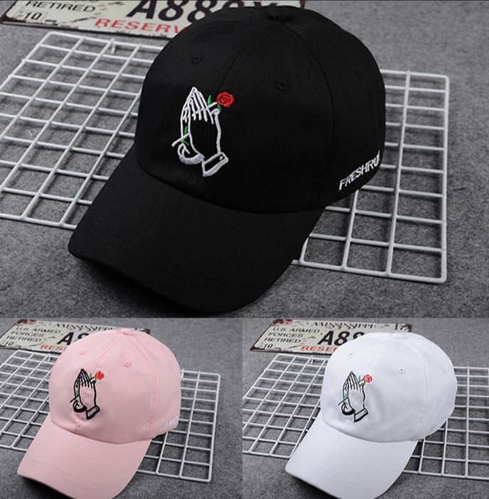 Korea Palm Rose Embroidered Cap