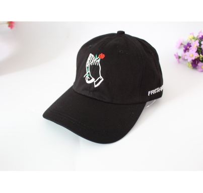 Korea Palm Rose Embroidered Cap
