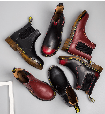 Autumn Style Thick-Heeled Cowhide Martin Boots for Women - ShopNQlik