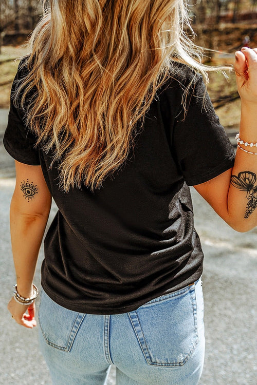 Baseball Distressed Heart Graphic Tee | Short Sleeve | Black - ShopNQlik