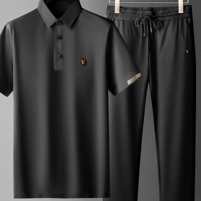 Black Summer Men's Quick-Drying Polo and Trousers Set - ShopNQlik