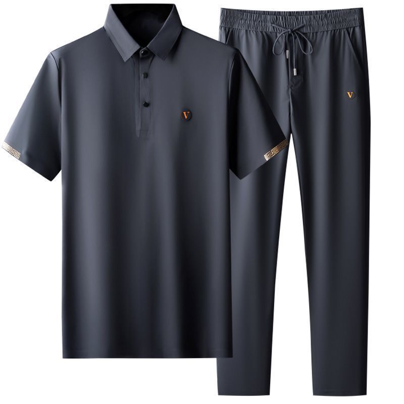 Black Summer Men's Quick-Drying Polo and Trousers Set - ShopNQlik