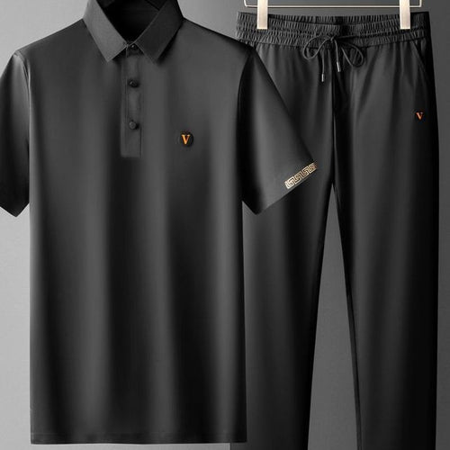 Black Summer Men's Quick-Drying Polo and Trousers Set - ShopNQlik