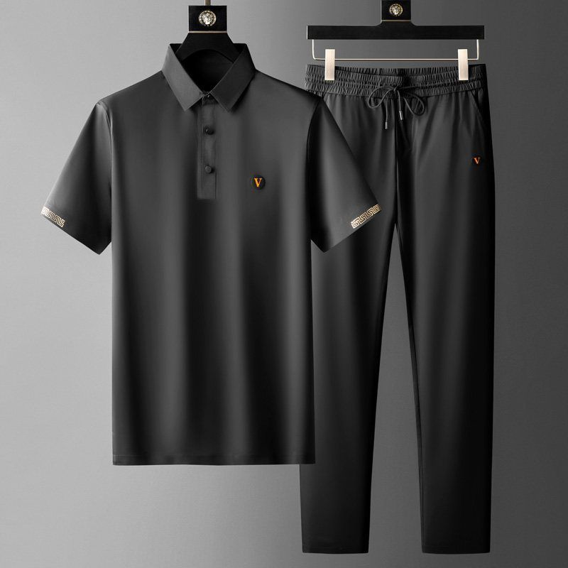Black Summer Men's Quick-Drying Polo and Trousers Set - ShopNQlik