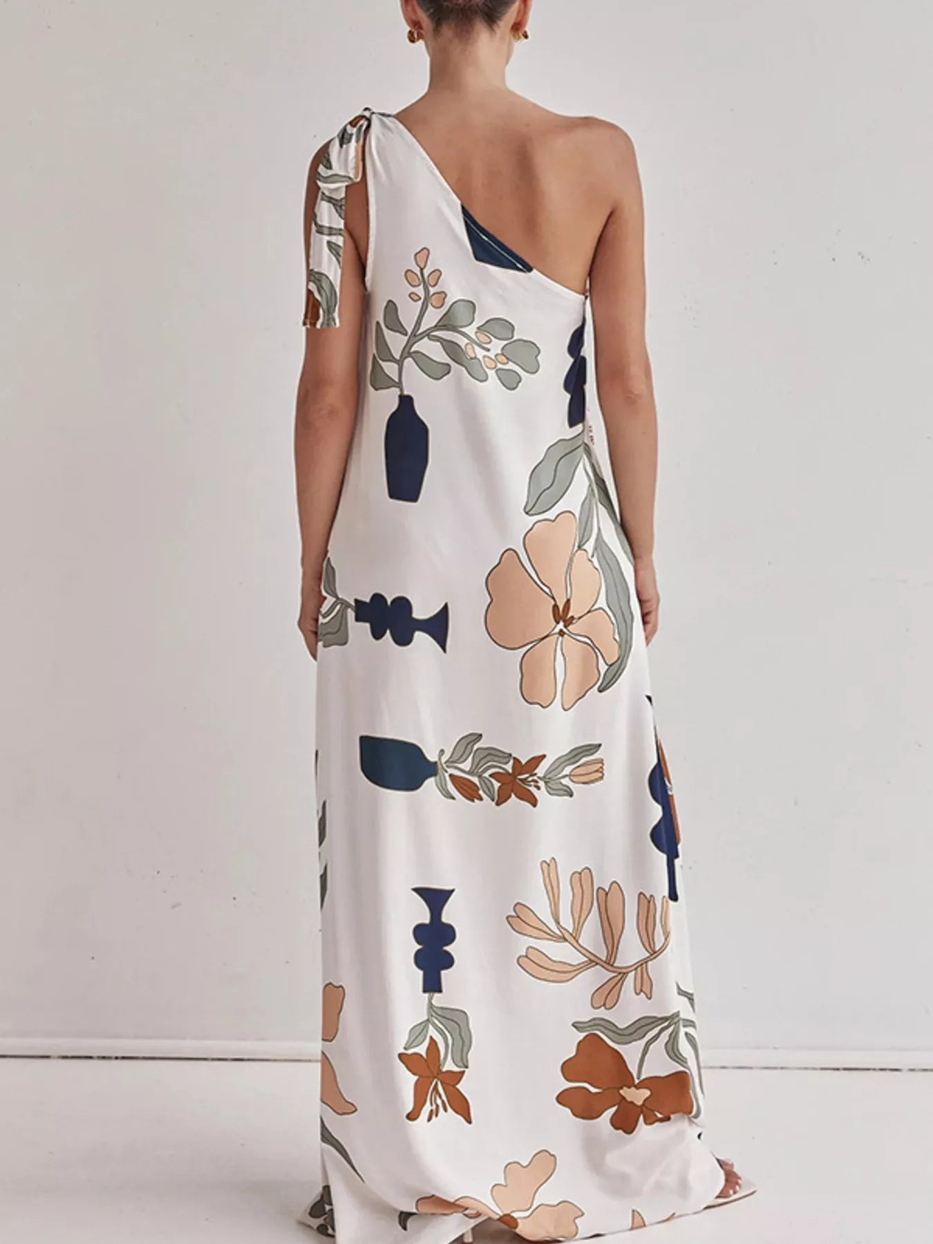 Bohemian Floral Print One-Shoulder Maxi Dress - ShopNQlik