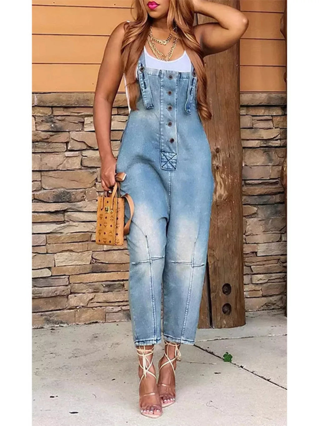 Button-Front Denim Overalls with Pockets | Inclusive Sizing S–3XL | 4 Colours - ShopNQlik