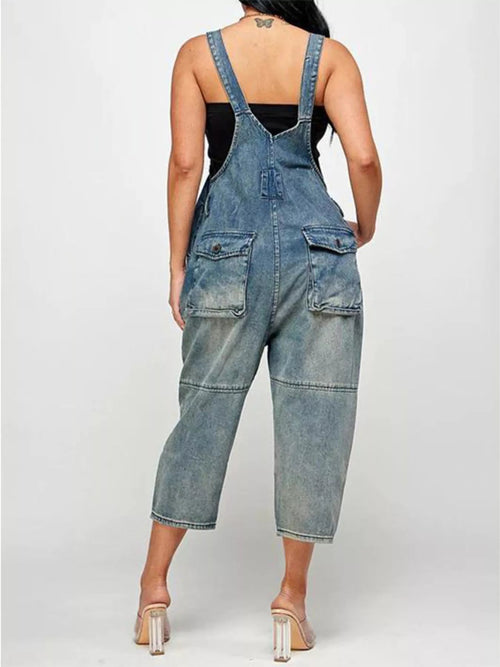 Button-Front Denim Overalls with Pockets | Inclusive Sizing S–3XL | 4 Colours - ShopNQlik