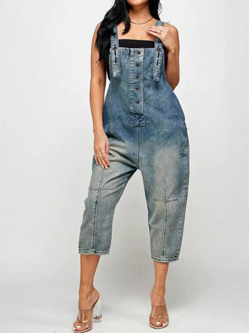Button-Front Denim Overalls with Pockets | Inclusive Sizing S–3XL | 4 Colours - ShopNQlik