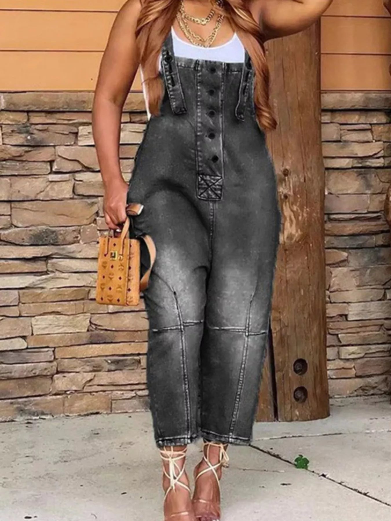 Button-Front Denim Overalls with Pockets | Inclusive Sizing S–3XL | 4 Colours - ShopNQlik