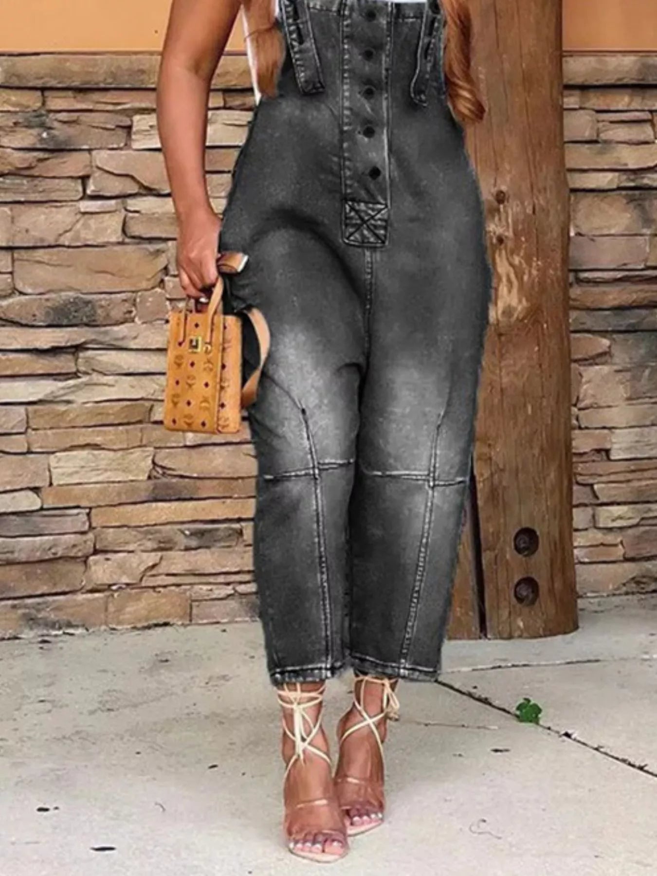 Button-Front Denim Overalls with Pockets | Inclusive Sizing S–3XL | 4 Colours - ShopNQlik