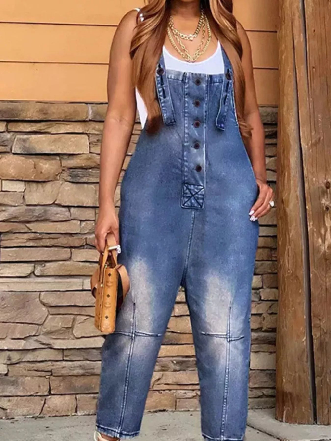 Button-Front Denim Overalls with Pockets | Inclusive Sizing S–3XL | 4 Colours - ShopNQlik