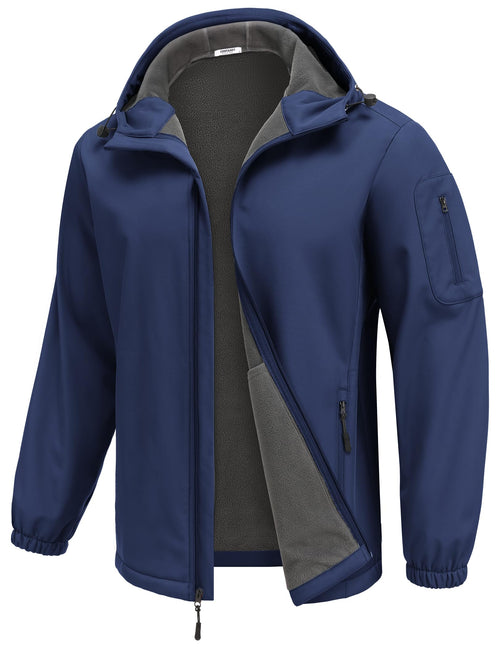 COOFANDY Mens Softshell Hooded Fleece Lined Windbreaker Jacket Waterproof Windproof Jacket Outdoor Winter Jacket - ShopNQlik