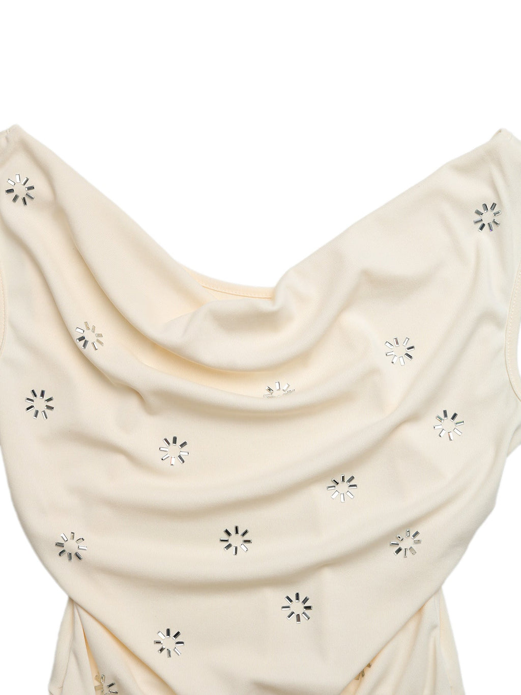 Cowl Neck Sleeveless Bodysuit – Stretch Fit, Apricot - ShopNQlik