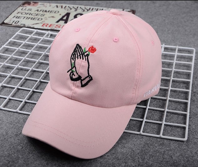 Korea Palm Rose Embroidered Cap