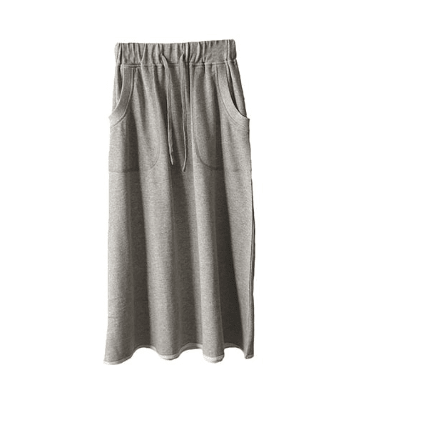 Elastic Drawstring Terry Knit Skirt with Two Pockets - ShopNQlik