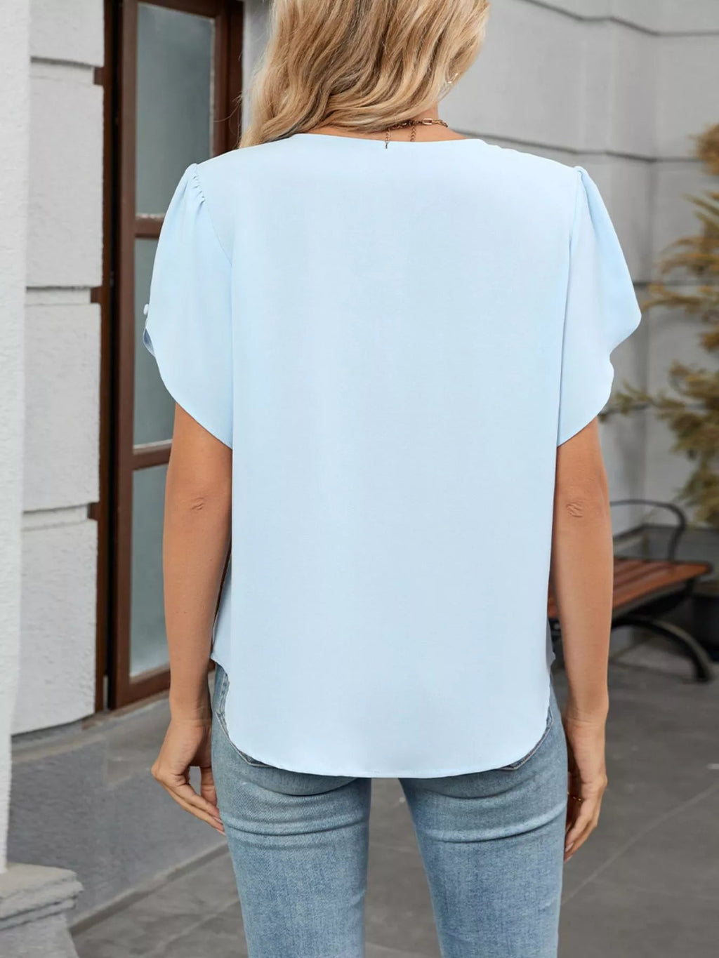 Elegant Pleated Flowy Short Sleeve Blouse - ShopNQlik