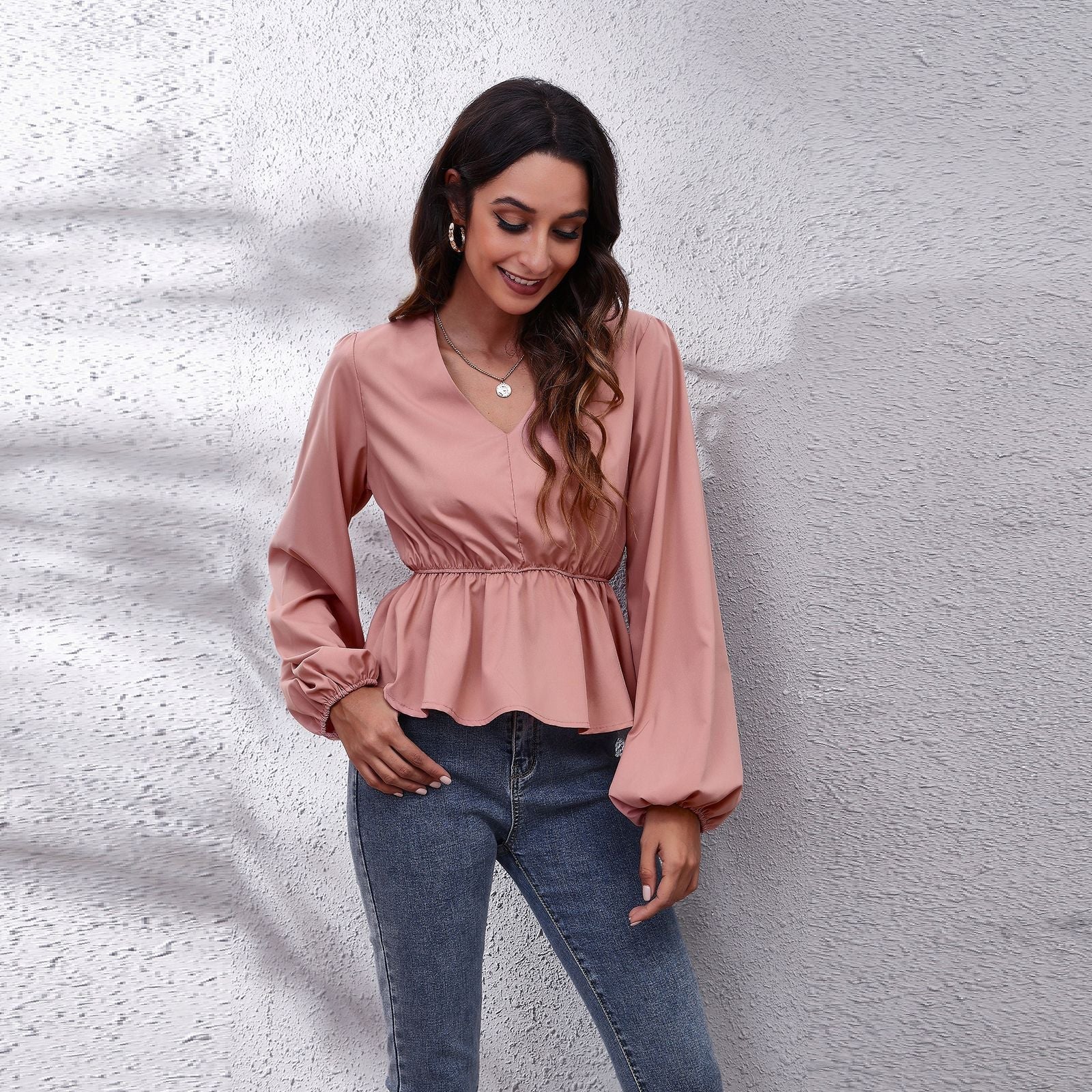 Elegant Women's Casual Shirt with Lantern Sleeves - ShopNQlik