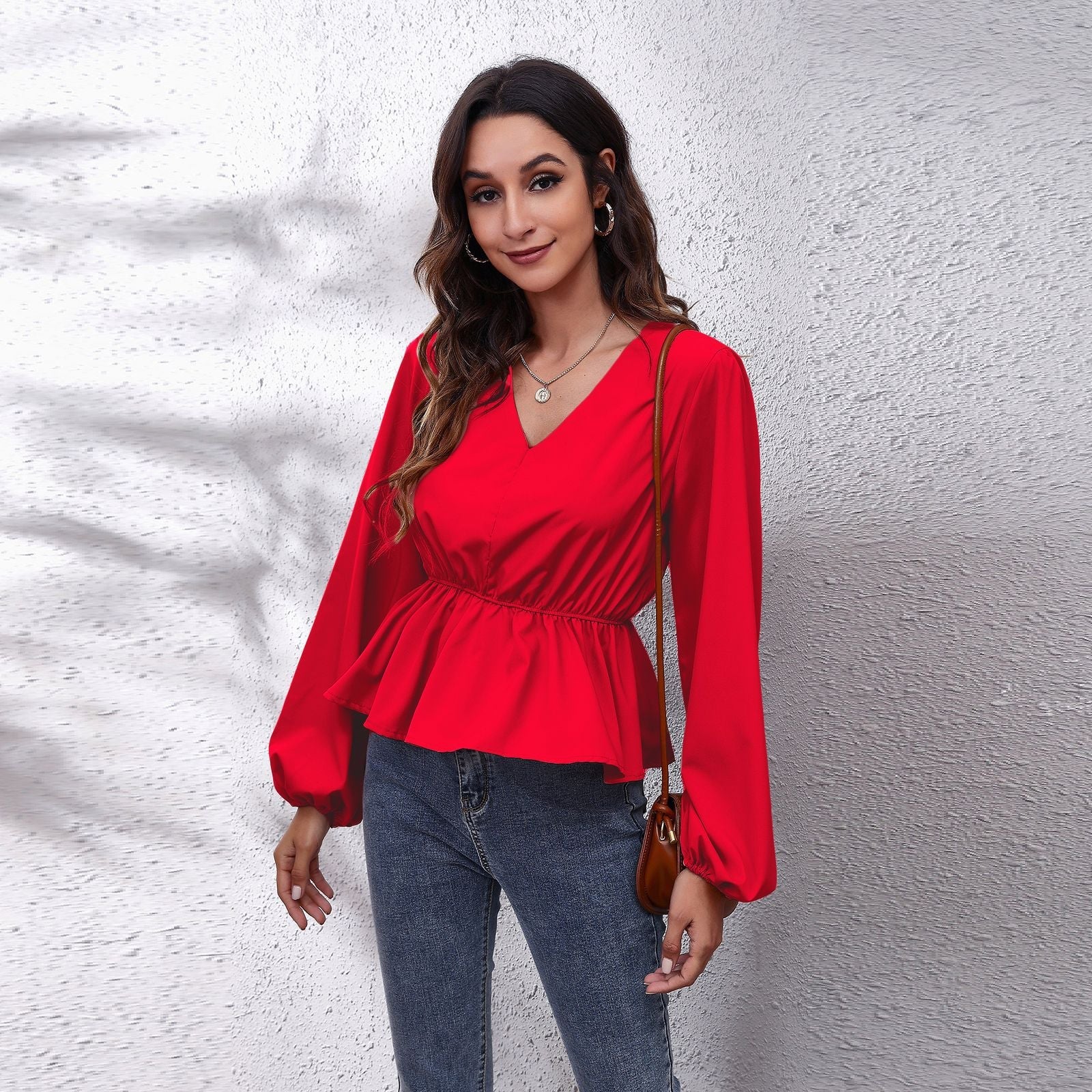 Elegant Women's Casual Shirt with Lantern Sleeves - ShopNQlik