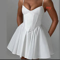Emilene Off White Modern Corset Short Dress (One Piece) - ShopNQlik