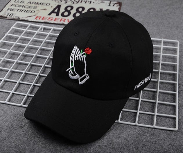 Korea Palm Rose Embroidered Cap