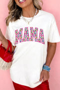 Full Size Floral Mama Graphic Casual Short Sleeve T-Shirt Plus Size - ShopNQlik