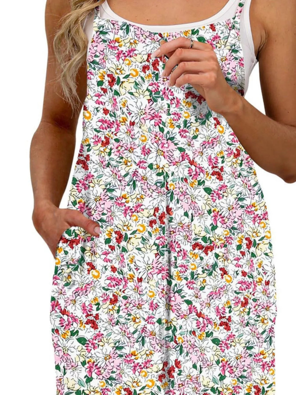 Full Size Floral Print Wide Leg Casual Jumpsuit Plus Size - ShopNQlik