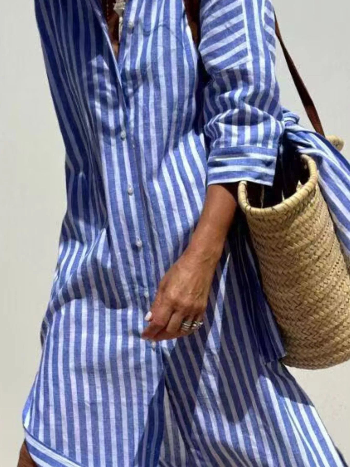 Full Size Printed Button-Down Midi Dress Plus Size - ShopNQlik