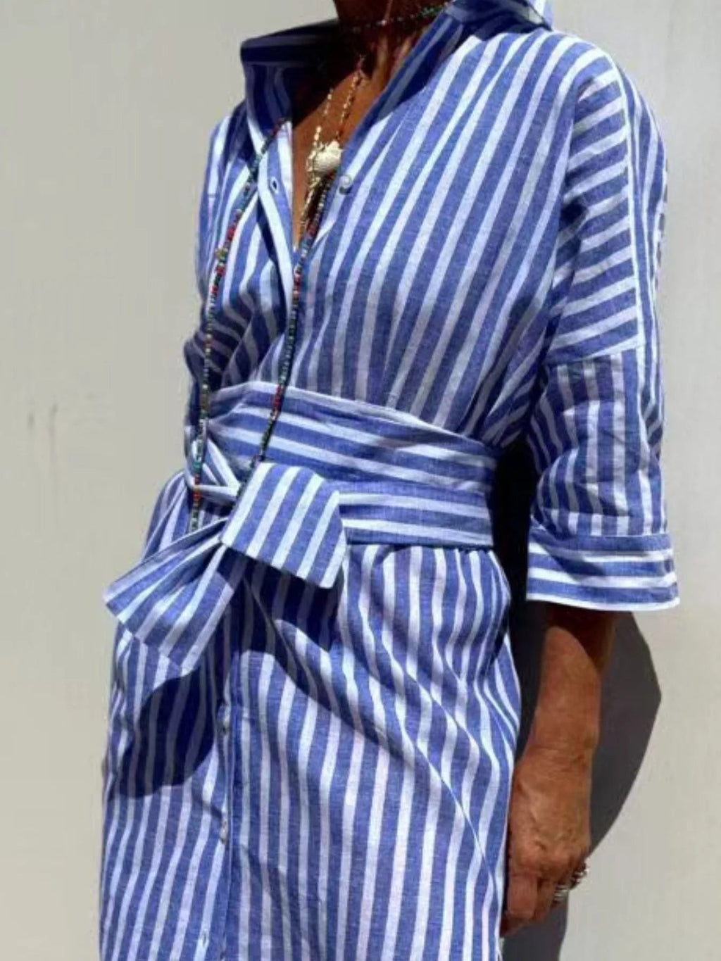 Full Size Printed Button-Down Midi Dress Plus Size - ShopNQlik