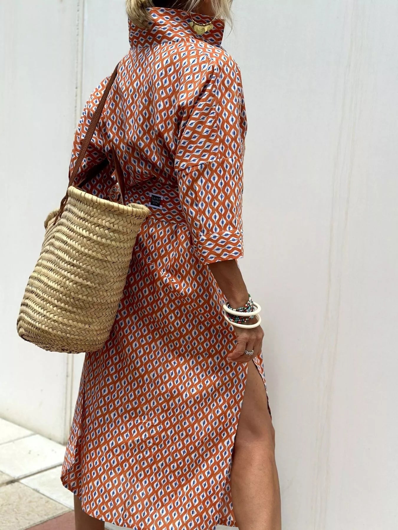 Full Size Printed Button-Down Midi Dress Plus Size - ShopNQlik