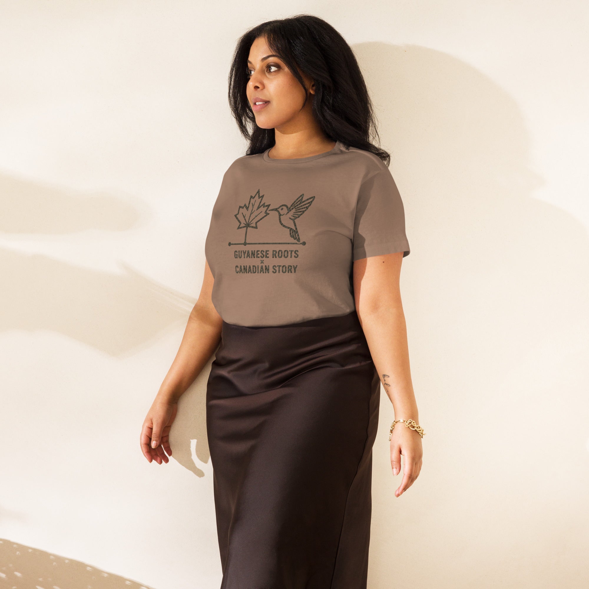 Guyanese Roots × Canadian Story — Women's High-Waisted Tee | Q Origins - ShopNQlik