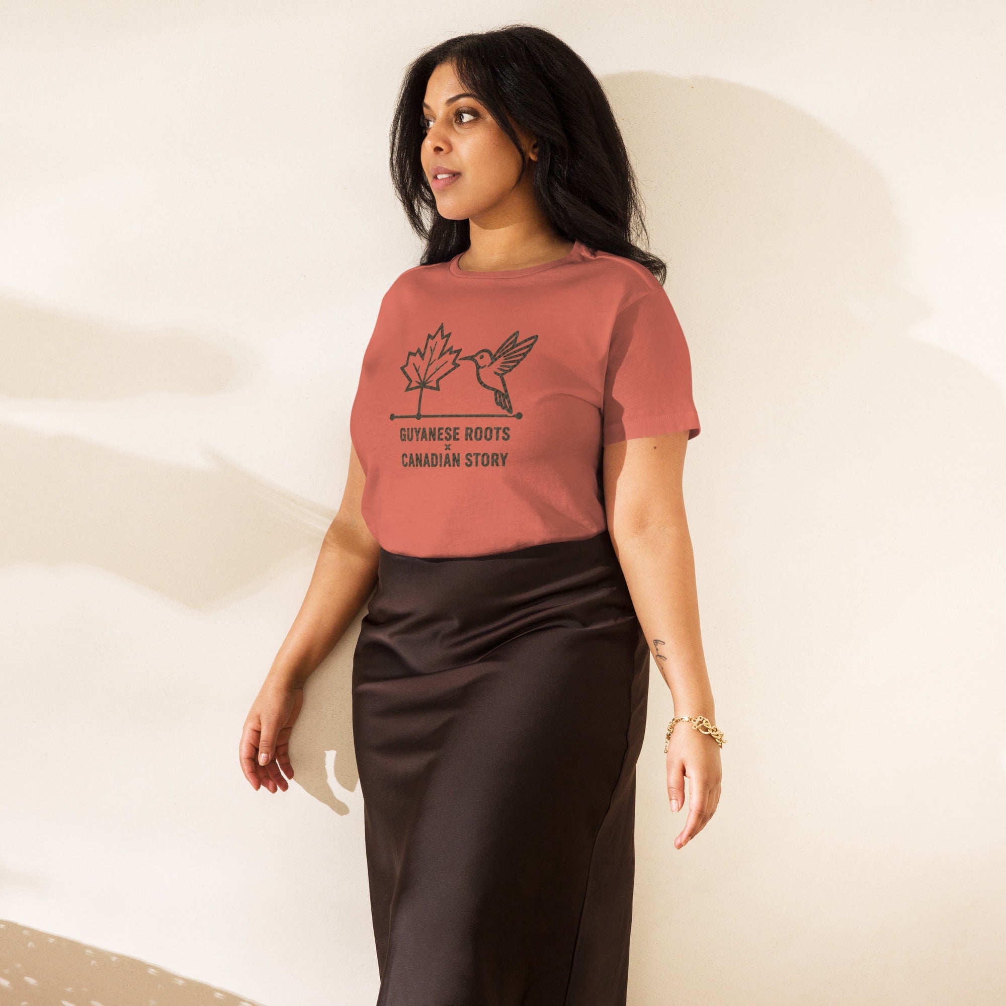 Guyanese Roots × Canadian Story — Women's High-Waisted Tee | Q Origins - ShopNQlik