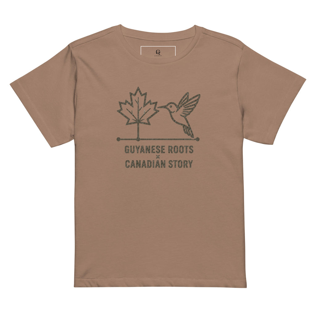 Guyanese Roots × Canadian Story — Women's High-Waisted Tee | Q Origins - ShopNQlik
