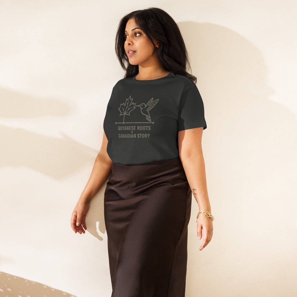 Guyanese Roots × Canadian Story — Women's High-Waisted Tee | Q Origins - ShopNQlik