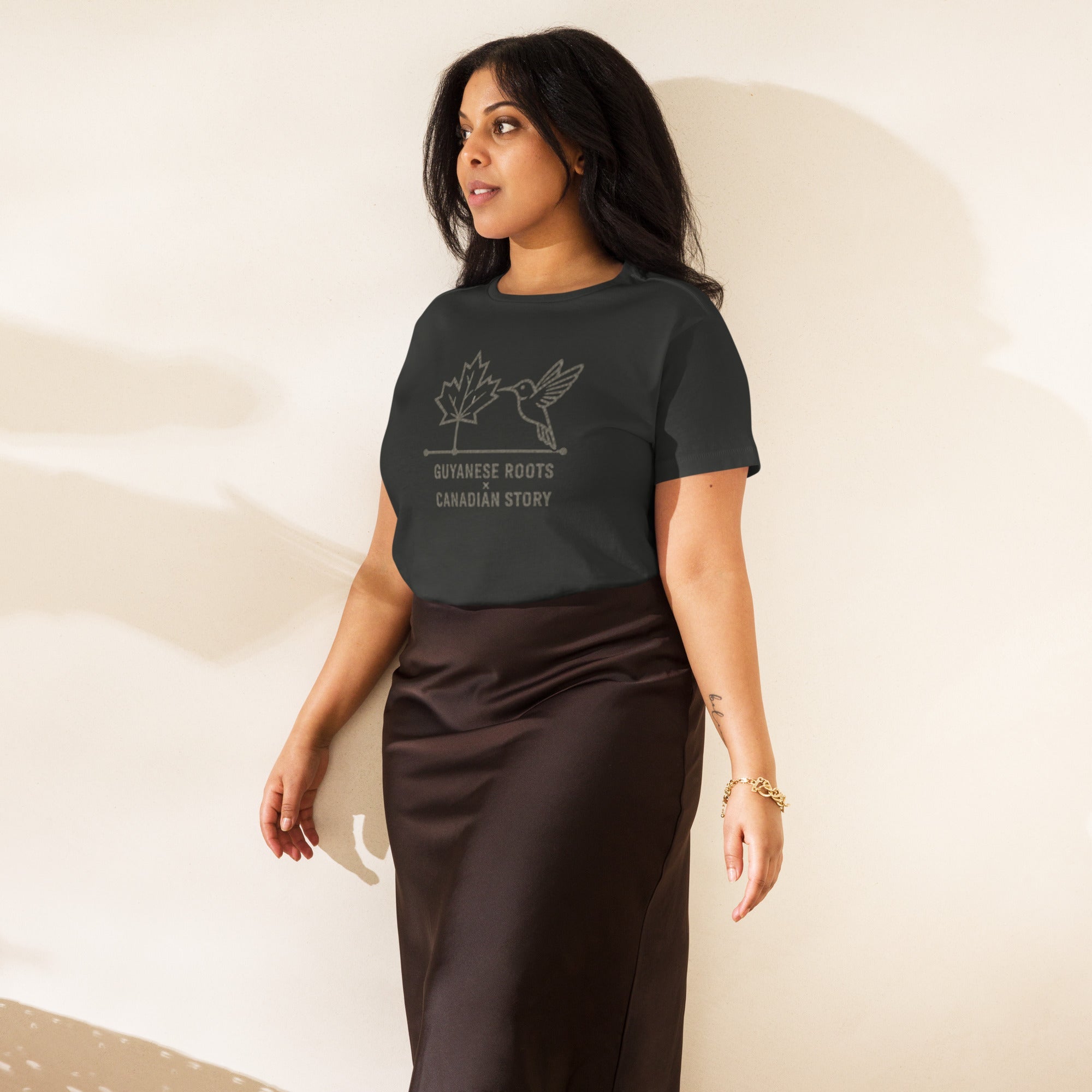 Guyanese Roots × Canadian Story — Women's High-Waisted Tee | Q Origins - ShopNQlik