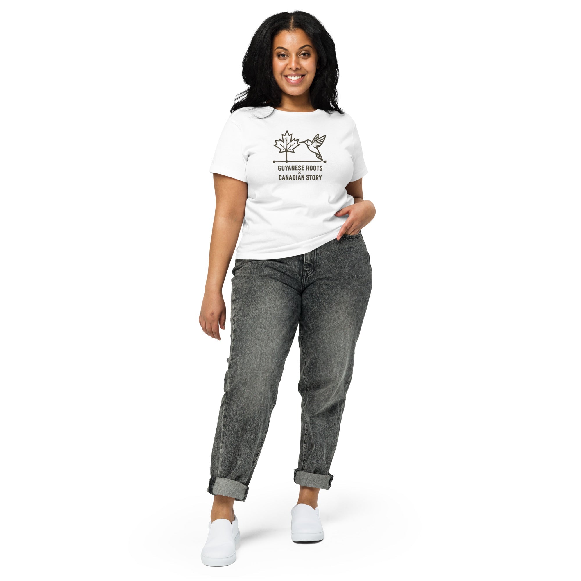 Guyanese Roots × Canadian Story — Women's High-Waisted Tee | Q Origins - ShopNQlik