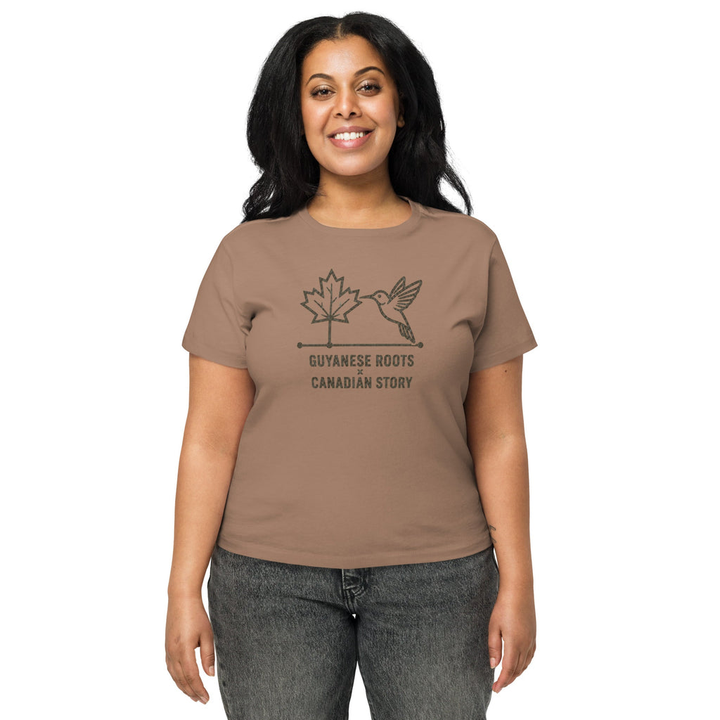 Guyanese Roots × Canadian Story — Women's High-Waisted Tee | Q Origins - ShopNQlik