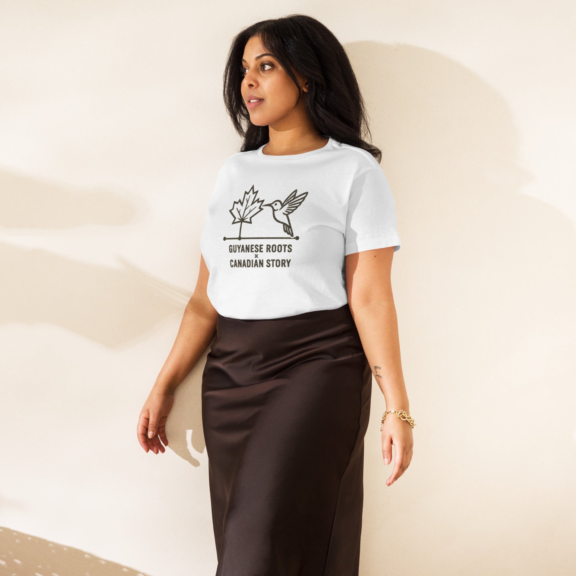 Guyanese Roots × Canadian Story — Women's High-Waisted Tee | Q Origins - ShopNQlik