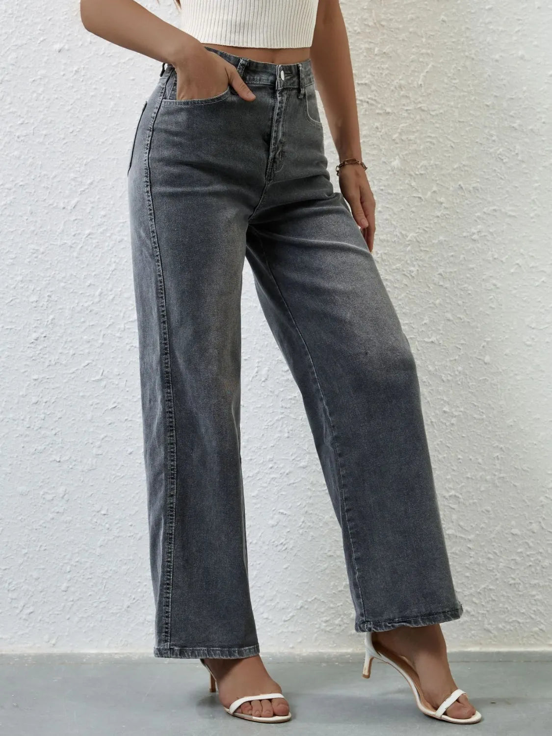High Rise Wide Leg Jeans - ShopNQlik