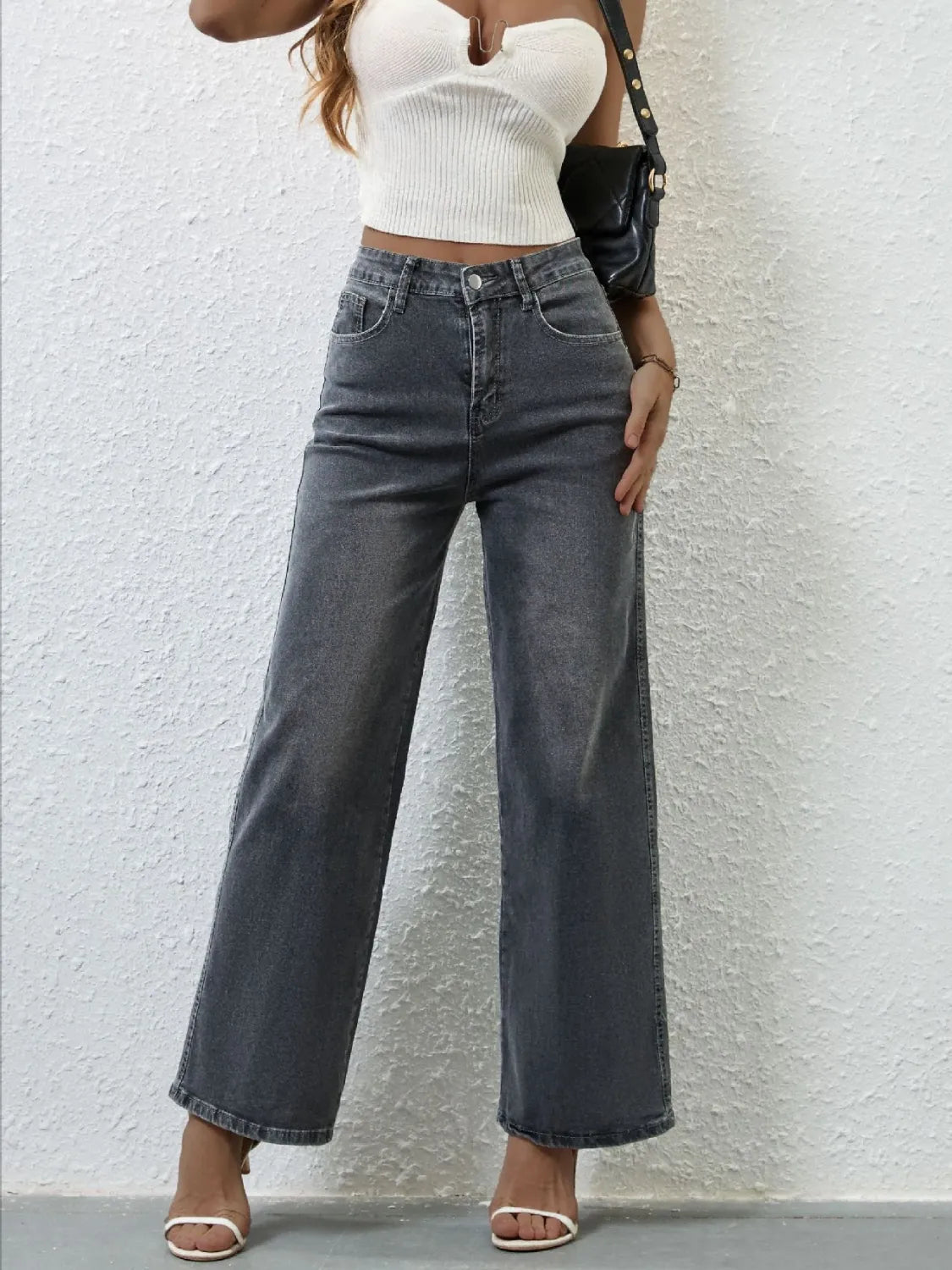 High Rise Wide Leg Jeans - ShopNQlik