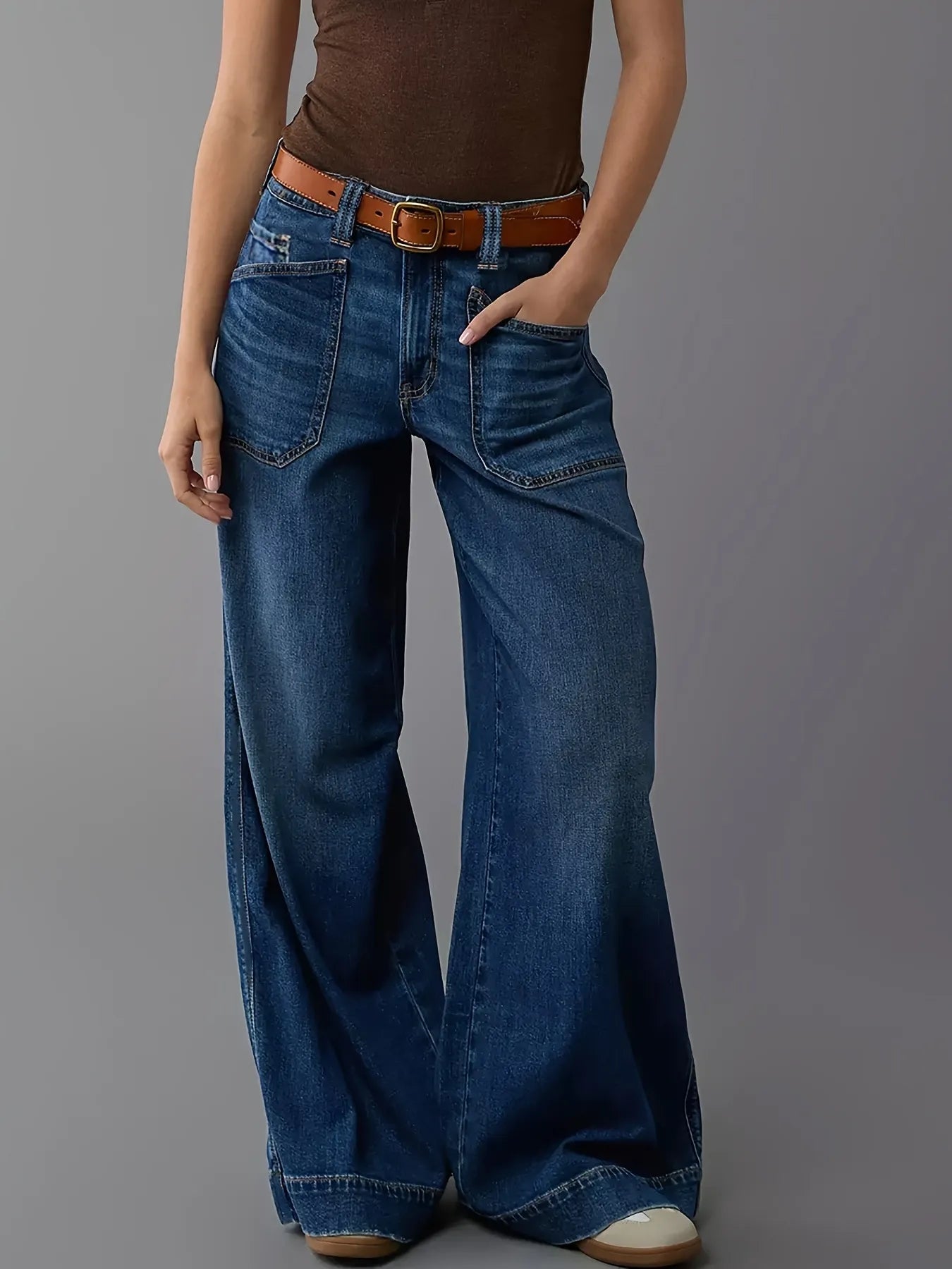 High Waist Wide Leg Wash Jeans - ShopNQlik