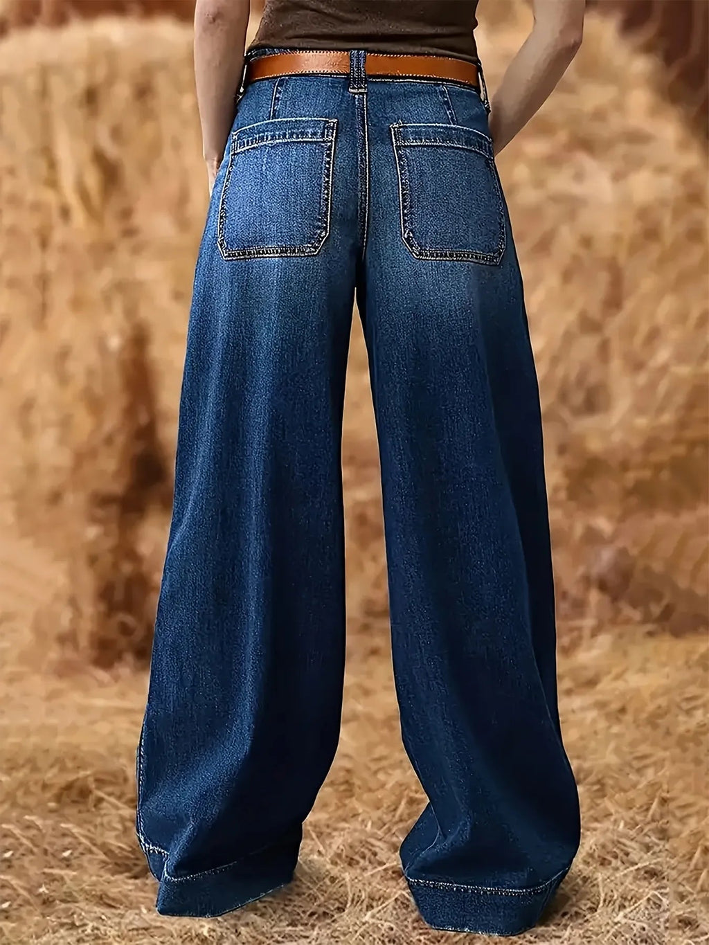 High Waist Wide Leg Wash Jeans - ShopNQlik