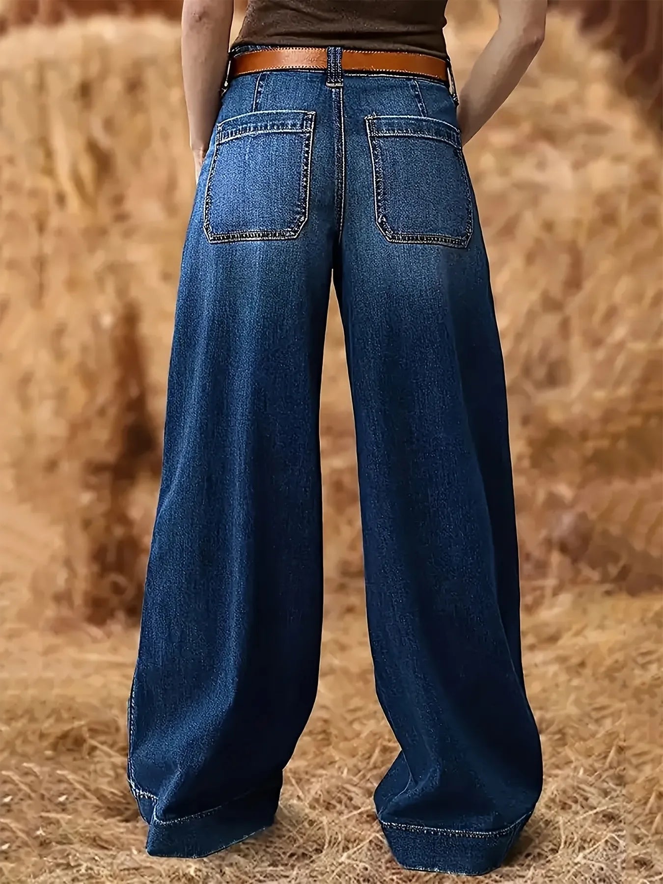 High Waist Wide Leg Wash Jeans - ShopNQlik