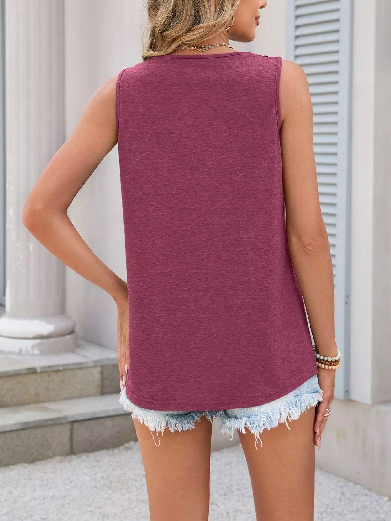 Lace Trim Sleeveless Tank Top - ShopNQlik