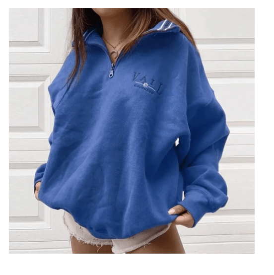 Ladies Casual Loose Stand-Collar Sweatshirt - ShopNQlik