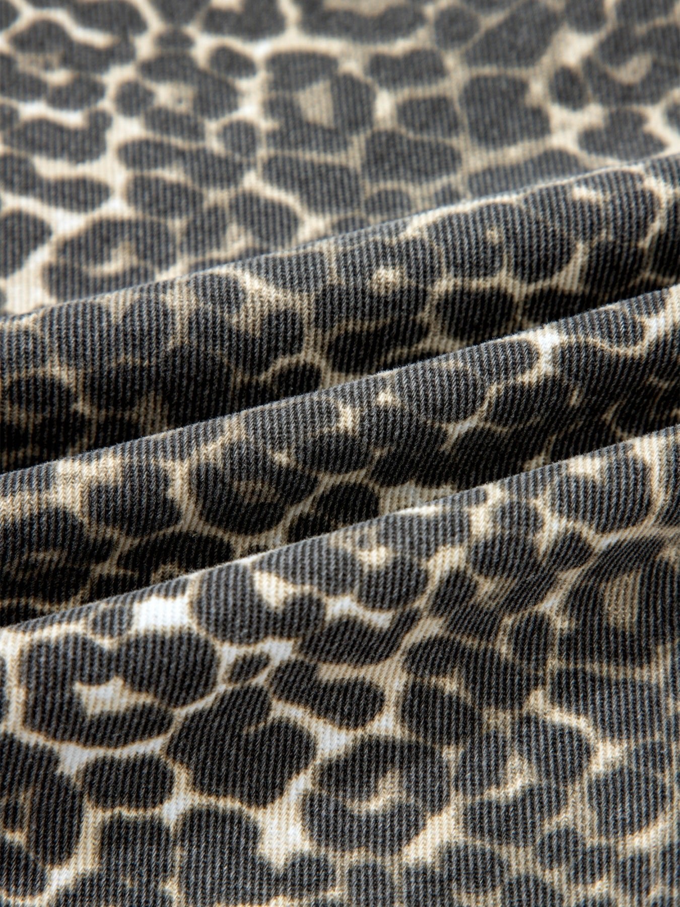 Leopard Print Short Sleeve Denim Shirt - ShopNQlik