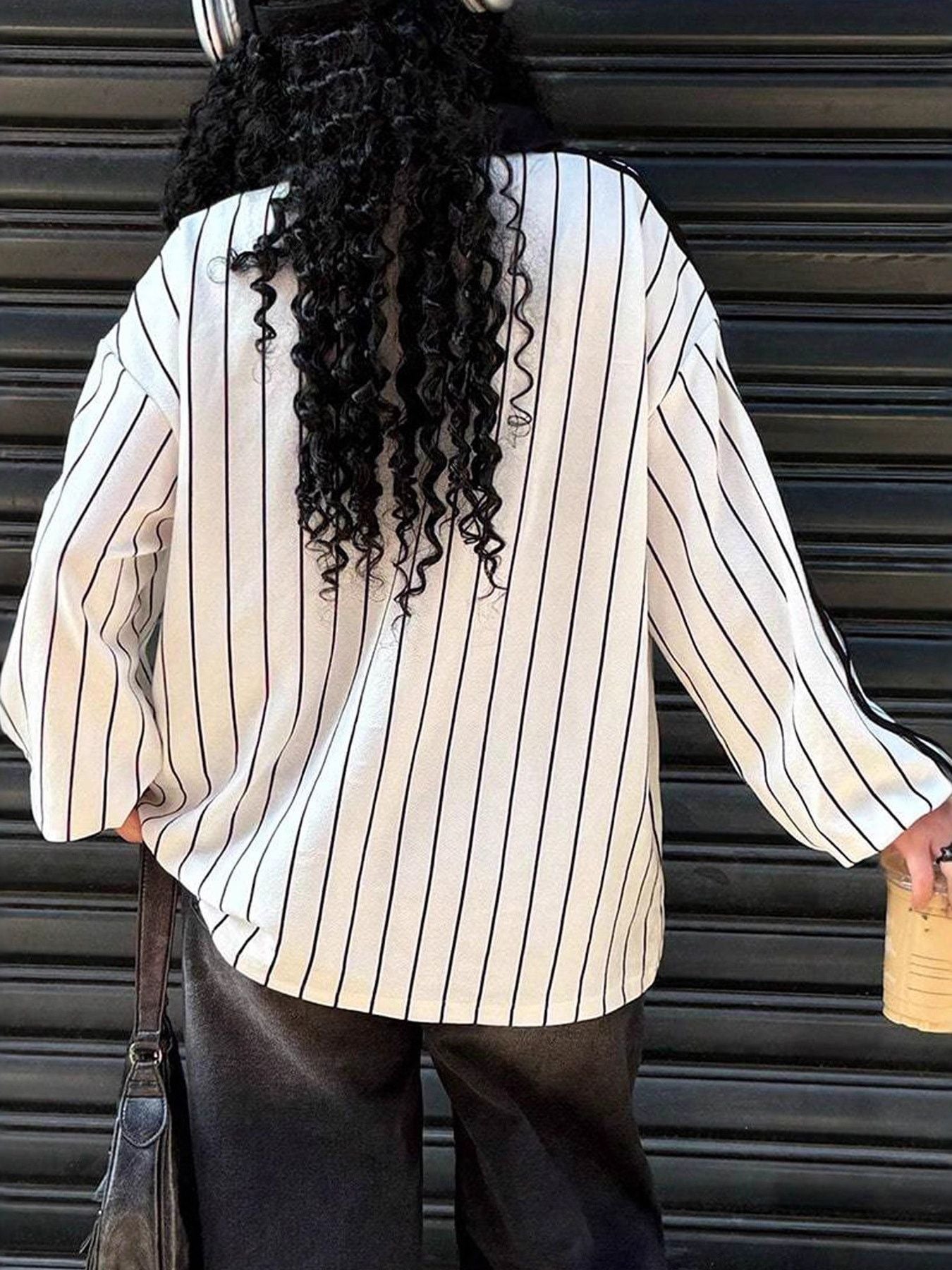 Los Angeles Striped Long Sleeve Top | Street Style | White - ShopNQlik