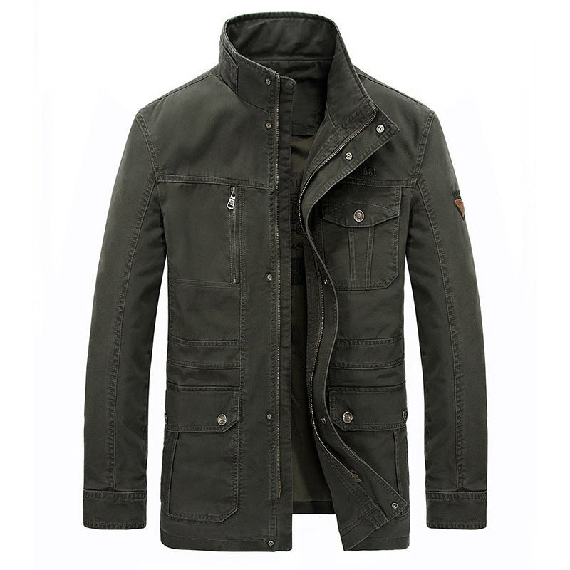 Men's Casual Mid-Length Cotton Jacket for Spring/Fall - ShopNQlik