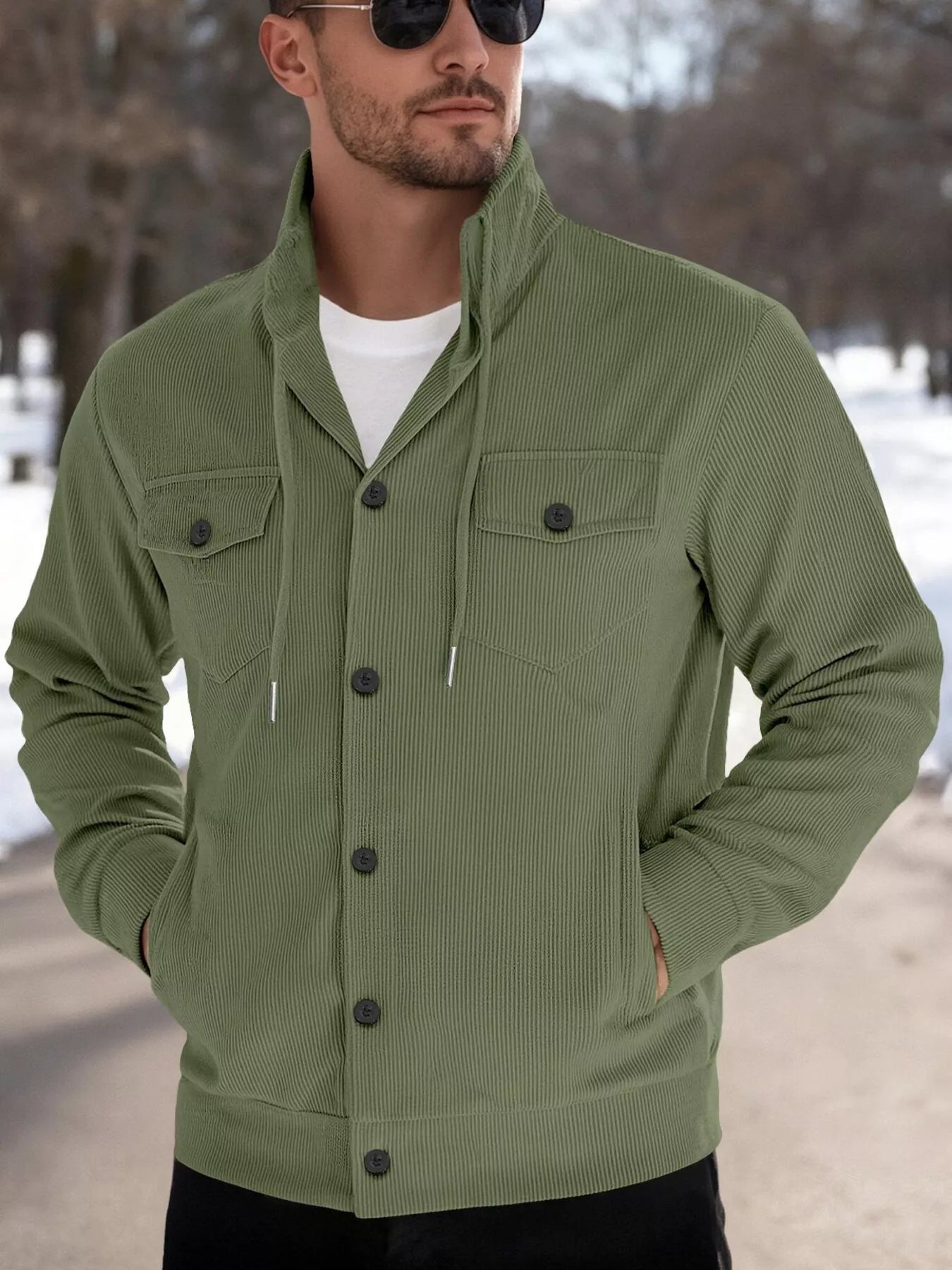 Men's Corduroy Button-Down Jacket — Plus Size (S–3XL) - ShopNQlik